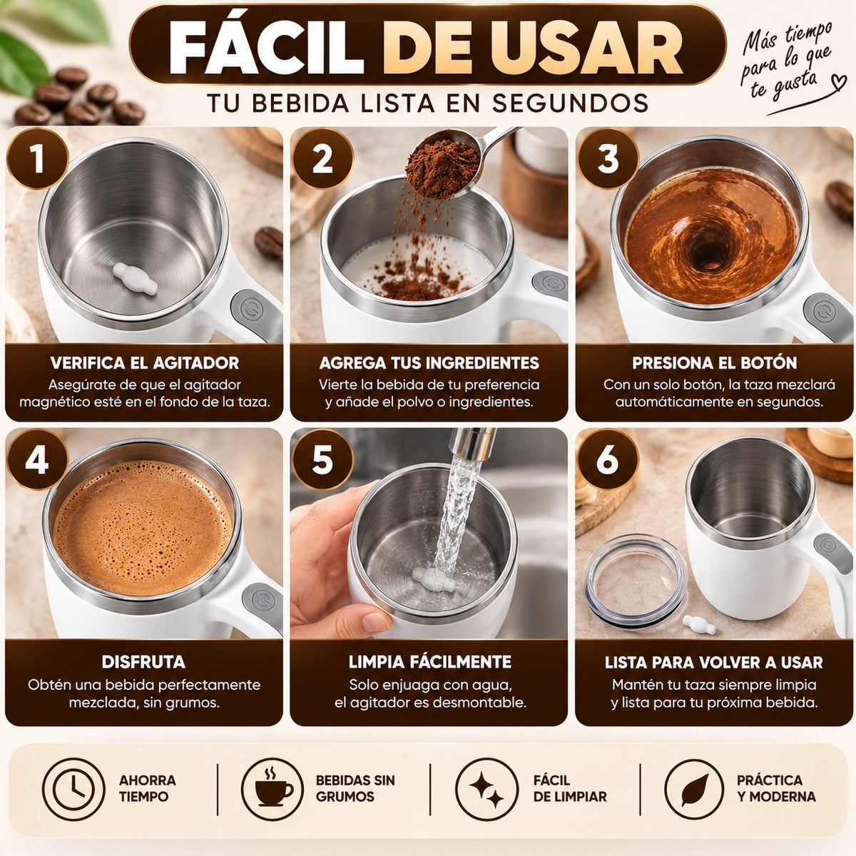 Taza mezcladora de Cafe automatica