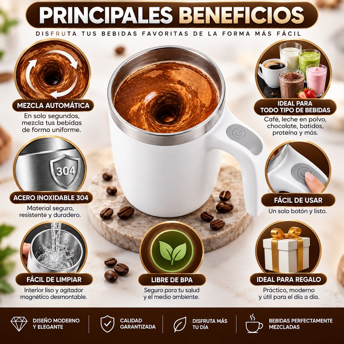 Taza mezcladora de Cafe automatica