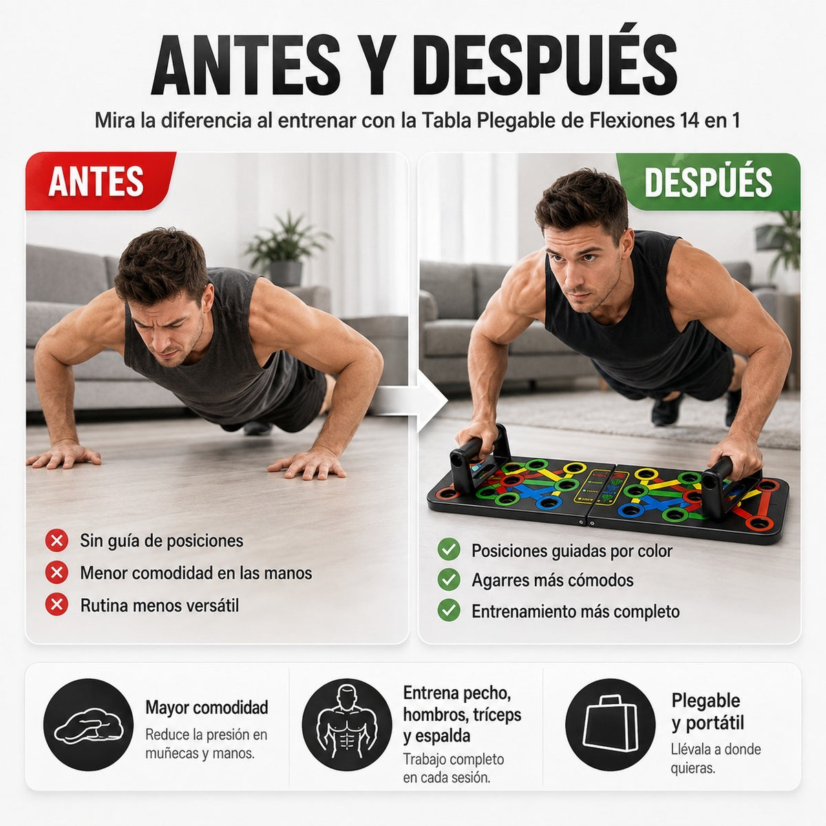Tabla Plegable para Flexiones 14 en 1
